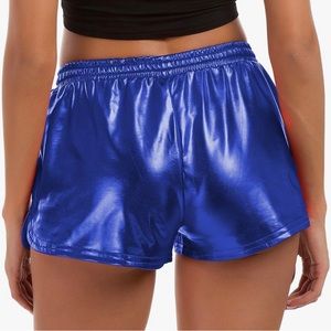 blue metallic shorts